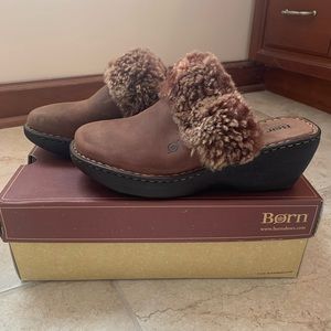 Born Shearling Mules Size 10